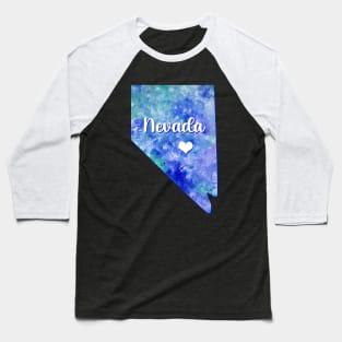 Nevada state map USA heart watercolor blue watercolour Baseball T-Shirt